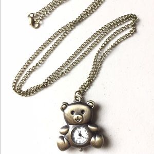 Teddy Bear Fashion Bronze Vintage Classic Pocket Watch Necklace Pendant
